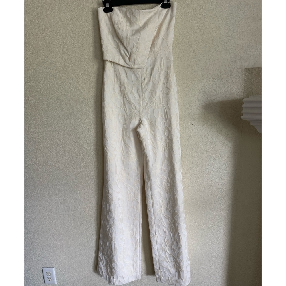 Alexis Sz XS Venetia Strapless Wide Leg Jumpsuit Floral Jacquard *NO BELT NWT - Picture 2 of 11